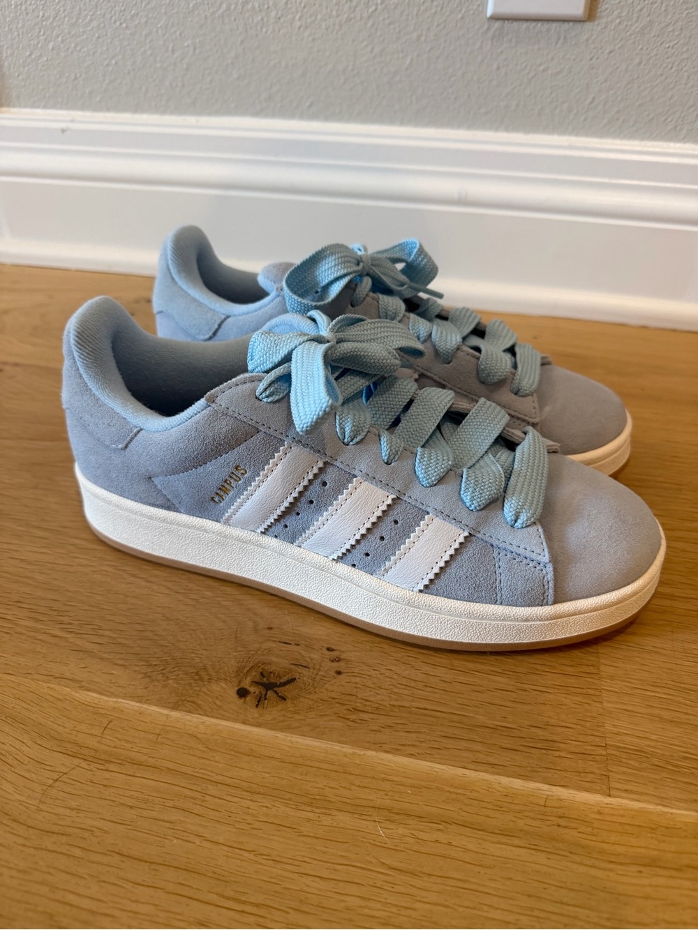 Adidas Campus Sneakers in Light Blue with White Stripes